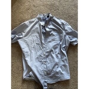 Mens Blue Chaps Easy Care Short Sleeve Shirt Size XXL